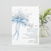 水の色ワイルドフラワーベビーで開花ベビーシャワー 招待状 (スタンド正面)