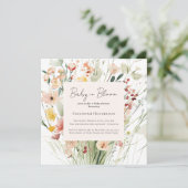 水の色ワイルドフラワーベビーで開花ベビーシャワー 招待状 (スタンド正面)