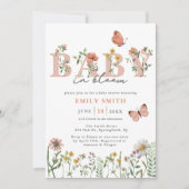 水の色ワイルドフラワーベビーで開花ベビーシャワー 招待状 (正面)