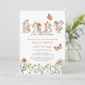 水の色ワイルドフラワーベビーで開花ベビーシャワー 招待状 (スタンド正面)