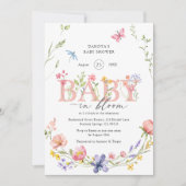 水の色ワイルドフラワーベビーで開花ベビーシャワー 招待状 (正面)