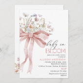 水の色ワイルドフラワーベビーで開花ベビーシャワー 招待状 (正面/裏面)