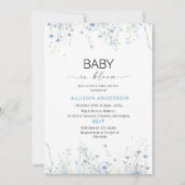 水の色ワイルドフラワーベビーで開花ベビーシャワー 招待状 (正面)