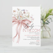 水の色ワイルドフラワーベビーで開花ベビーシャワーI 招待状 (スタンド正面)