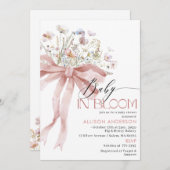 水の色ワイルドフラワーベビーで開花ベビーシャワーI 招待状 (正面/裏面)