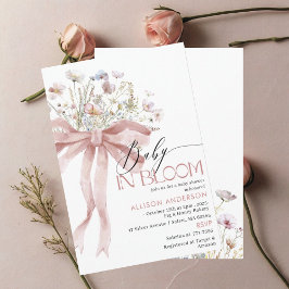 水の色ワイルドフラワーベビーで開花ベビーシャワーI 招待状