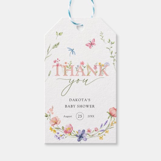 水の色ワイルドフラワーベビーイン開花へようこそ ギフトタグ (正面)