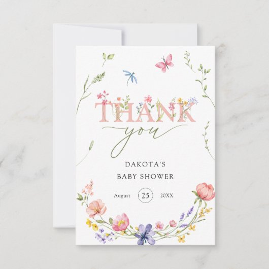 水の色ワイルドフラワーベビーイン開花へようこそ サンキューカード (正面)