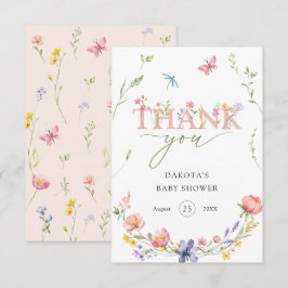 水の色ワイルドフラワーベビーイン開花へようこそ サンキューカード