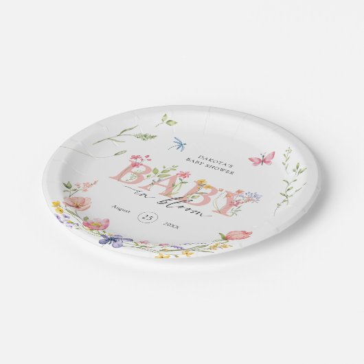 水の色ワイルドフラワーベビーイン開花へようこそ ペーパープレート (アングル)