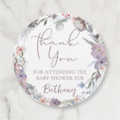 水の色ワイルドフラワーベビーシャワーありがとう フェイバータグ (裏面)