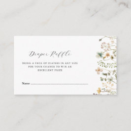 水の色ワイルドフラワーベビーシャワーおむつラッフル エンクロージャーカード