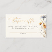 水の色ワイルドフラワーベビーシャワーおむつラッフル エンクロージャーカード (正面)