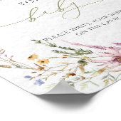 水の色ワイルドフラワーベビーシャワーの願い ポスター (角)