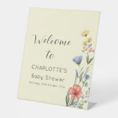 水の色ワイルドフラワーベビーシャワーへようこそ 台座サイン (正面)