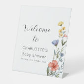水の色ワイルドフラワーベビーシャワーへようこそ 台座サイン (正面)