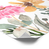 水の色ワイルドフラワーベビーシャワーウェルカムサイン ポスター (角)