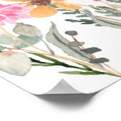 水の色ワイルドフラワーベビーシャワーウェルカムサイン ポスター (角)