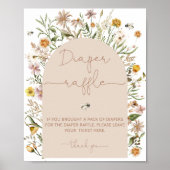 水の色ワイルドフラワーベビーシャワーオムツラッフル ポスター (正面)