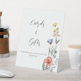 水の色ワイルドフラワーベビーシャワーカード&ギフト 台座サイン