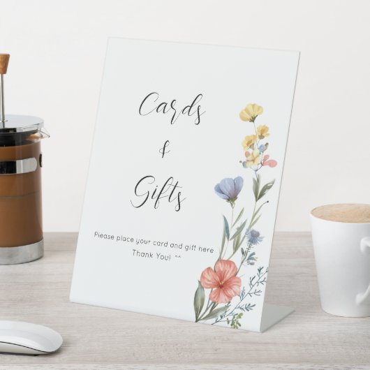 水の色ワイルドフラワーベビーシャワーカード&ギフト 台座サイン (インサイチュ)