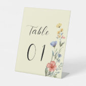 水の色ワイルドフラワーベビーシャワーテーブル番号 台座サイン (正面)