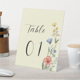 水の色ワイルドフラワーベビーシャワーテーブル番号 台座サイン