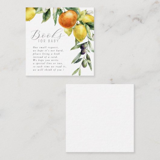 水の色ワイルドフラワーベビーシャワーブックリクエストEnc エンクロージャーカード (正面/裏面)