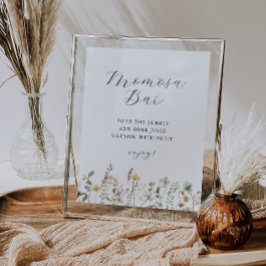 水の色ワイルドフラワーベビーシャワーモモモザバー ポスター