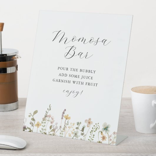 水の色ワイルドフラワーベビーシャワーモモモモザバー 台座サイン (インサイチュ)