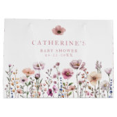 水の色ワイルドフラワーベビーシャワー抱き枕 – 大 ラージペーパーバッグ (裏面)