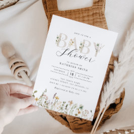 水の色ワイルドフラワーベビーシャワー招待状 招待状