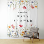 水の色ワイルドフラワーベビーシャワー背景 タペストリー (インサイチュ)