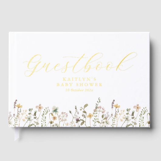 水の色ワイルドフラワーベビーシャワー ゲストブック (正面)