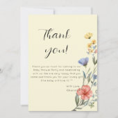 水の色ワイルドフラワーベビーシャワー サンキューカード (正面)