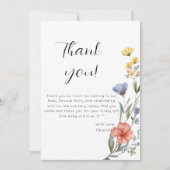 水の色ワイルドフラワーベビーシャワー サンキューカード (正面)