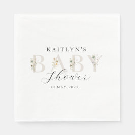 水の色ワイルドフラワーベビーシャワー スタンダードランチョンナプキン