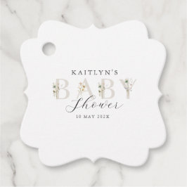 水の色ワイルドフラワーベビーシャワー フェイバータグ