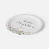 水の色ワイルドフラワーベビーシャワー ペーパープレート (アングル)