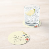 水の色ワイルドフラワーベビーシャワー ラウンドペーパーコースター (インサイチュ)