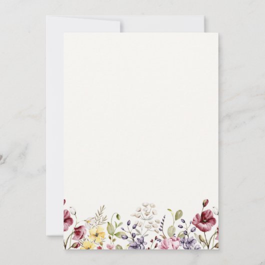 水の色ワイルドフラワーベビーシャワー 招待状 (裏面)