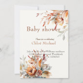 水の色ワイルドフラワーベビーシャワー 招待状 (正面)