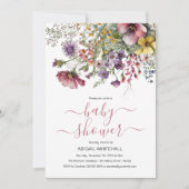 水の色ワイルドフラワーベビーシャワー 招待状 (正面)