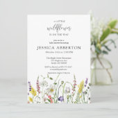 水の色ワイルドフラワーベビーシャワー 招待状 (スタンド正面)