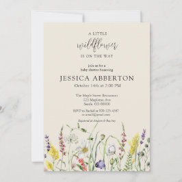 水の色ワイルドフラワーベビーシャワー 招待状