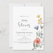 水の色ワイルドフラワーベビーシャワー 招待状 (正面)