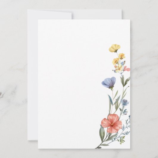 水の色ワイルドフラワーベビーシャワー 招待状 (裏面)