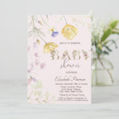 水の色ワイルドフラワーベビーシャワー 招待状 (スタンド正面)