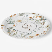 水の色ワイルドフラワーボホスタイル婚約 ペーパープレート (アングル)