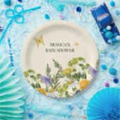 水の色ワイルドフラワーボホベイビーシャワー ペーパープレート (パーティー)